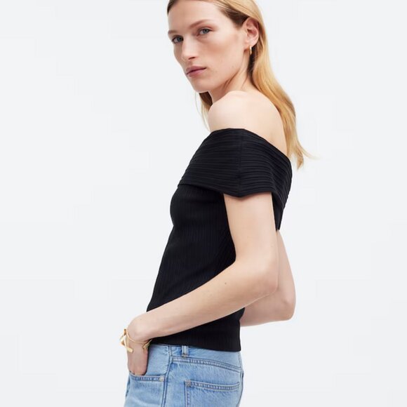 NWT Madewell Ribbed Off-the-Shoulder Top - Picture 3 of 6